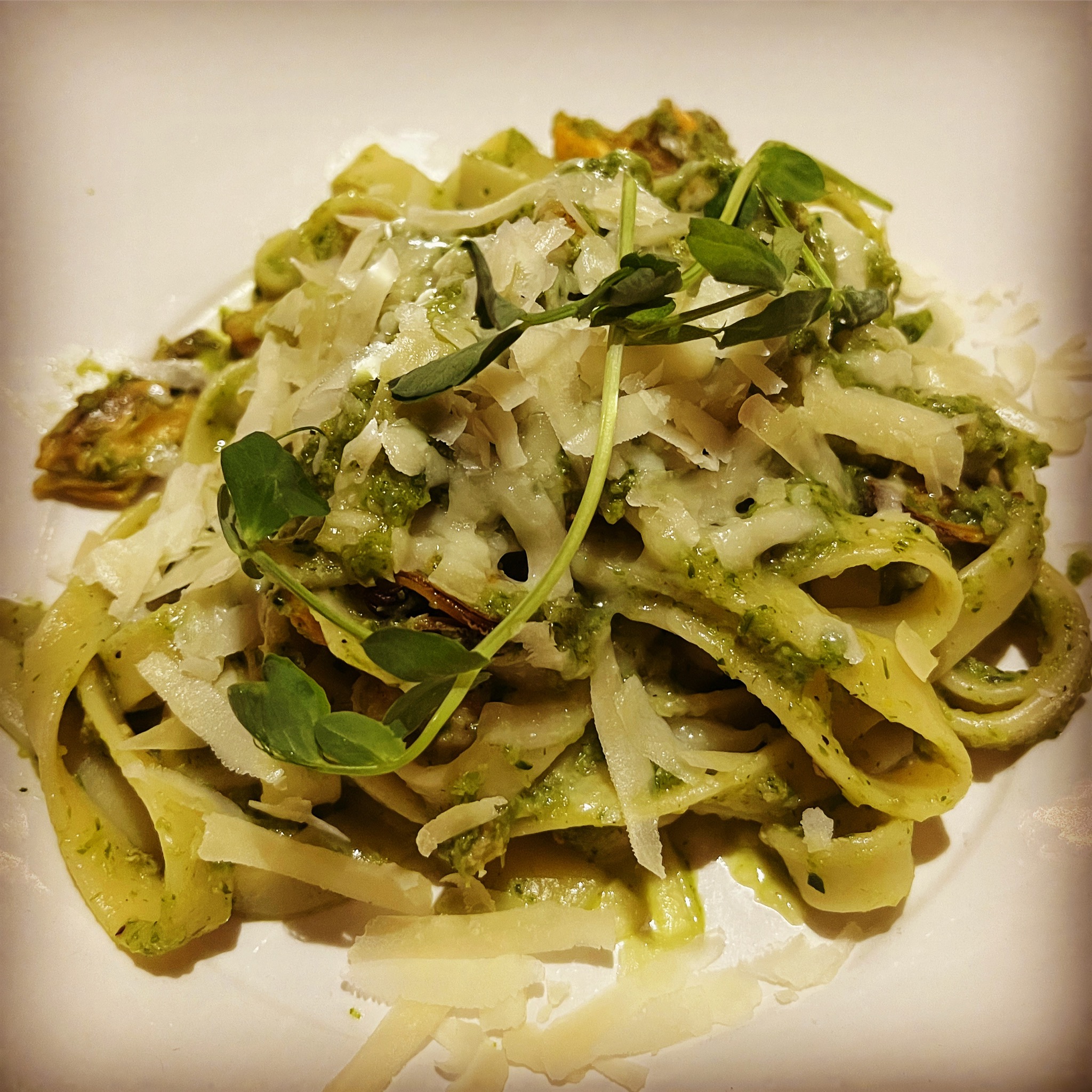 Crab and Mussel Pasta Time for a coffee